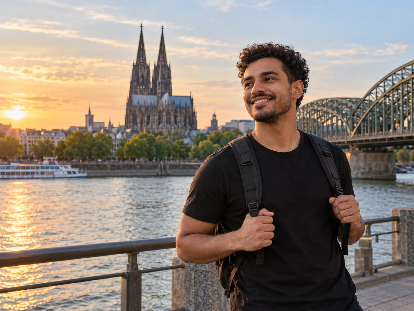 Internationaler Bewerber vor dem Kölner Dom